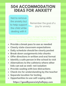 IEP and 504 for school anxiety